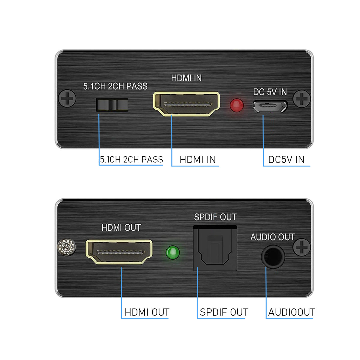 4K HDMI Audio Extractor Converter, 4K x 2K HDMI to HDMI and Optical TOSLINK SPDIF + 3.5mm Stereo Audio Extractor Converter HDMI Audio Splitter Adapter
