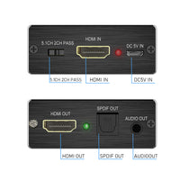 4K HDMI Audio Extractor Converter, 4K x 2K HDMI to HDMI and Optical TOSLINK SPDIF + 3.5mm Stereo Audio Extractor Converter HDMI Audio Splitter Adapter