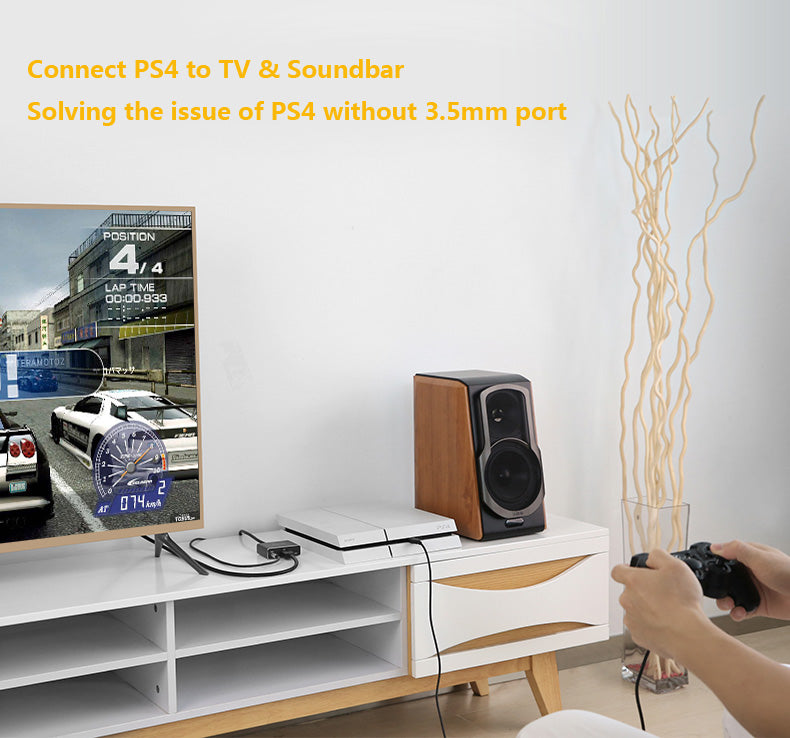 4K HDMI Audio Extractor Converter, 4K x 2K HDMI to HDMI and Optical TOSLINK SPDIF + 3.5mm Stereo Audio Extractor Converter HDMI Audio Splitter Adapter