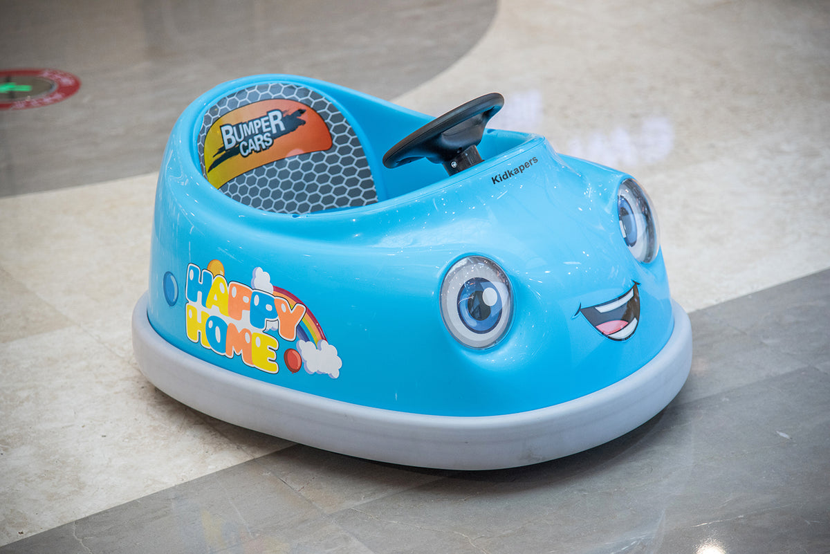 Kidkapers Toddler Bumper Car,360 Degree Spin Ride on Cars with Temote, Pushrod Dinner Plate, USB,Bluetooth,Music,Rocking Mode,12V Kids Electric Car for 1-6 Years Old (Blue)