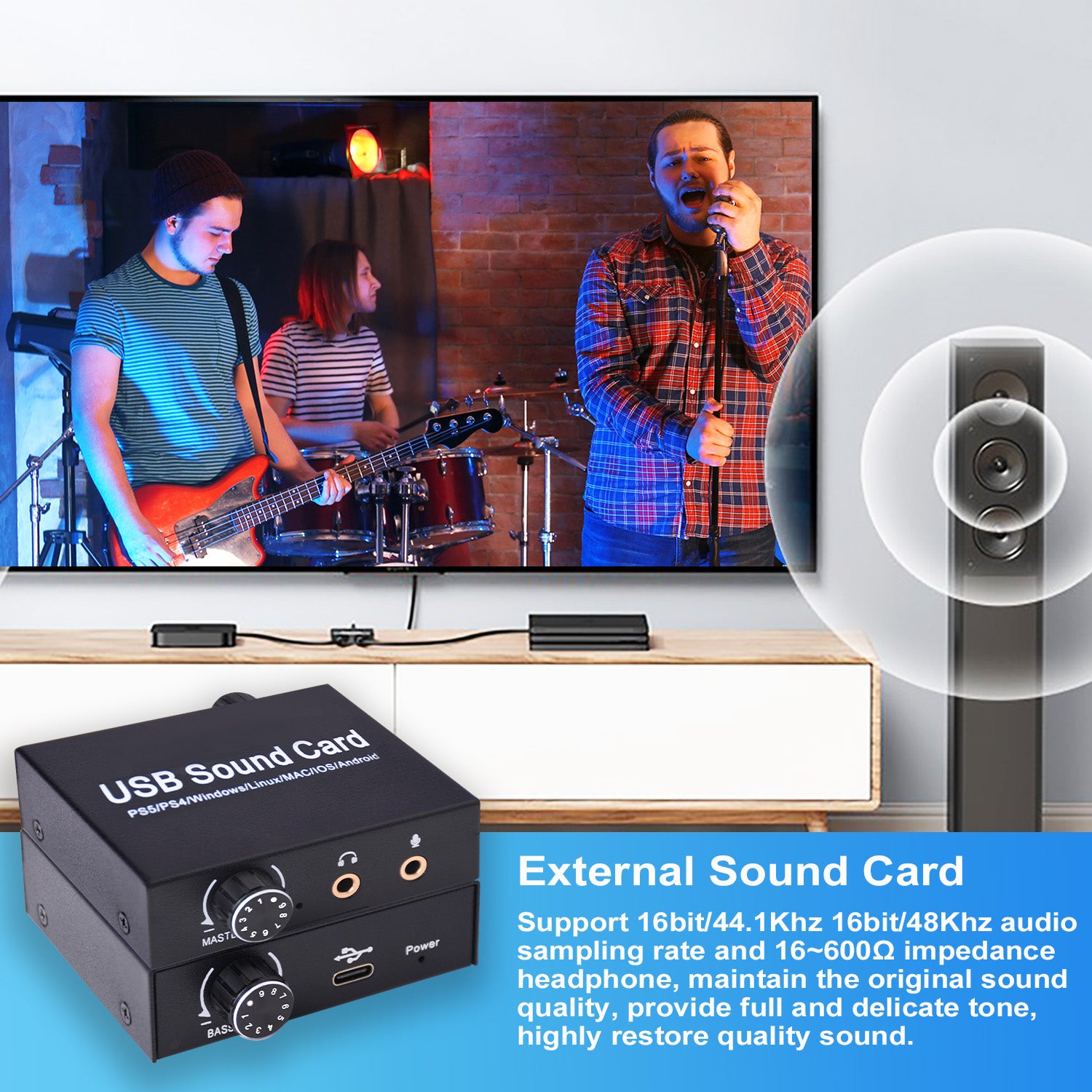External Sound Card, Tendak USB Audio Adapter with Volume Output and B