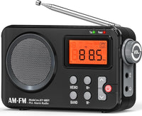 Tendak FM AM Radio Small with Large Display, Timing Function, Alarm Clock, Transistor Radio with USB Power Supply / Battery Operated