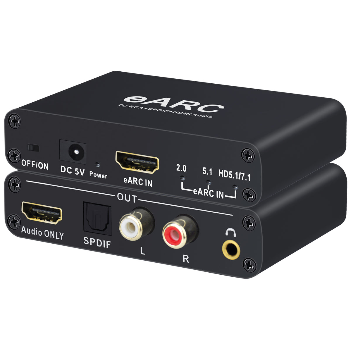 192KHz eARC/ARC Audio Converter, HDMI eARC/ARC Audio Extractor to HDMI, SPDIF/Optical, L/R or 3.5 mm Jack Stereo, Digital to Analog Audio Converter