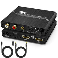 HDMI 2.0 Audio Extractor, Tendak HDMI to HDMI with Optical SPDIF + 3.5mm Stereo + RCA L/R Audio Adapter Converter with Volume Control Support 4K@60Hz HDCP 2.2 HDR 3D YUV 4:4:4