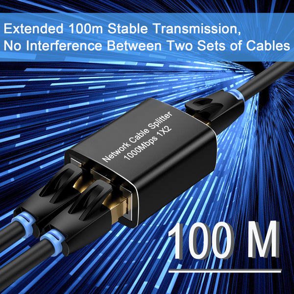 Tendak Ethernet Splitter 1 to 2, 1000Mbps Ethernet Splitter High Speed, Gigabit RJ45 Internet Splitter with USB Power Cable, Network LAN Splitter for Cat5/5e/6/7/8 [2 Devices Simultaneous Networking]