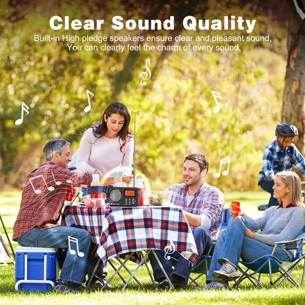 Tendak FM AM Radio Small with Large Display, Timing Function, Alarm Clock, Transistor Radio with USB Power Supply / Battery Operated