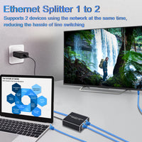 Tendak Ethernet Splitter 1 to 2, 1000Mbps Ethernet Splitter High Speed, Gigabit RJ45 Internet Splitter with USB Power Cable, Network LAN Splitter for Cat5/5e/6/7/8 [2 Devices Simultaneous Networking]