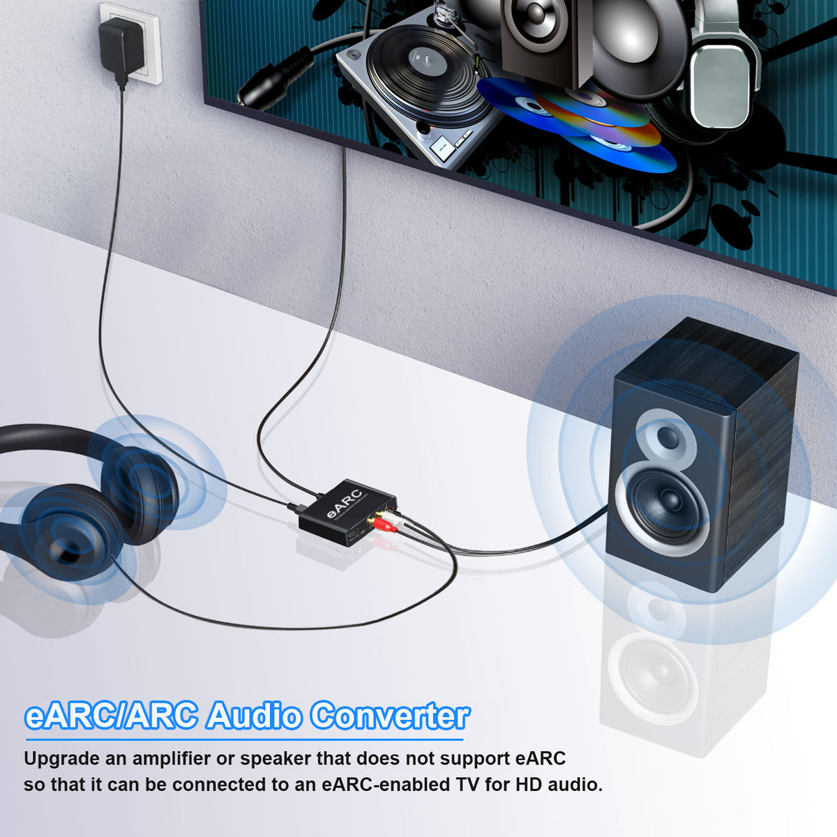 192KHz eARC/ARC Audio Converter, HDMI eARC/ARC Audio Extractor to HDMI, SPDIF/Optical, L/R or 3.5 mm Jack Stereo, Digital to Analog Audio Converter