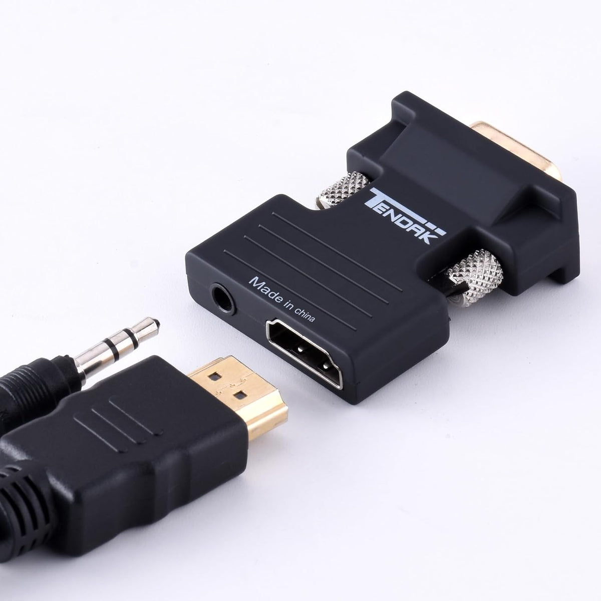 Tendak Active 1080P Female HDMI to VGA Male Converter Adapter Dongle with 3.5mm Stereo Audio Portable HDMI Connector for Laptop PC PS3 Xbox STB Blu-ray DVD TV Stick