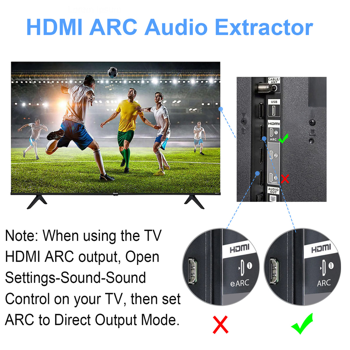 Tendak 192KHz ARC Audio Converter, HDMI ARC Audio Extractor DAC Converter, HDMI ARC SPDIF/Optical to HDMI ARC, SPDIF/Optical, L/R or 3.5 mm Jack Stereo for TV, Digital to Analog Audio Converter