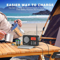 Tendak FM AM Radio Small with Large Display, Timing Function, Alarm Clock, Transistor Radio with USB Power Supply / Battery Operated