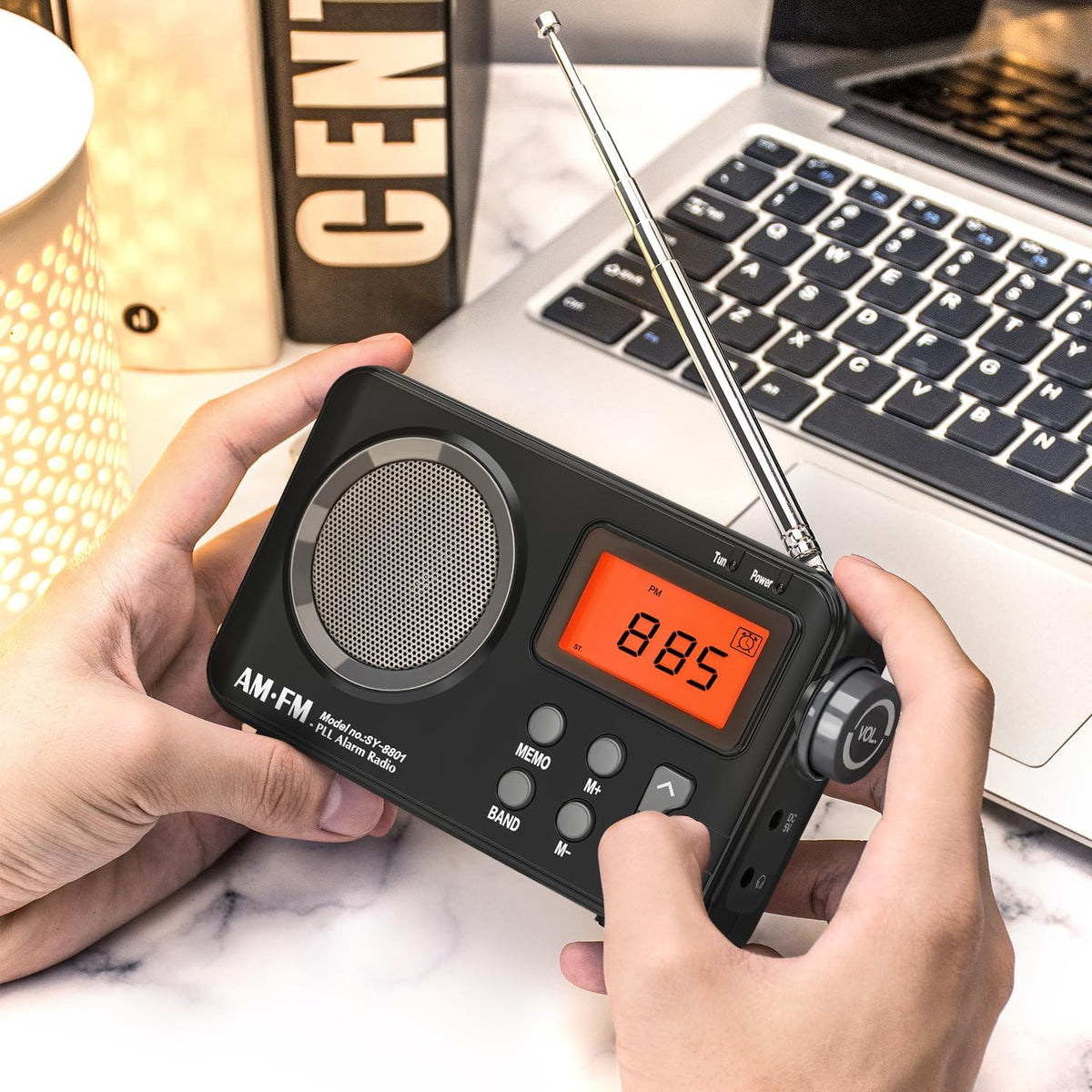 Tendak FM AM Radio Small with Large Display, Timing Function, Alarm Clock, Transistor Radio with USB Power Supply / Battery Operated