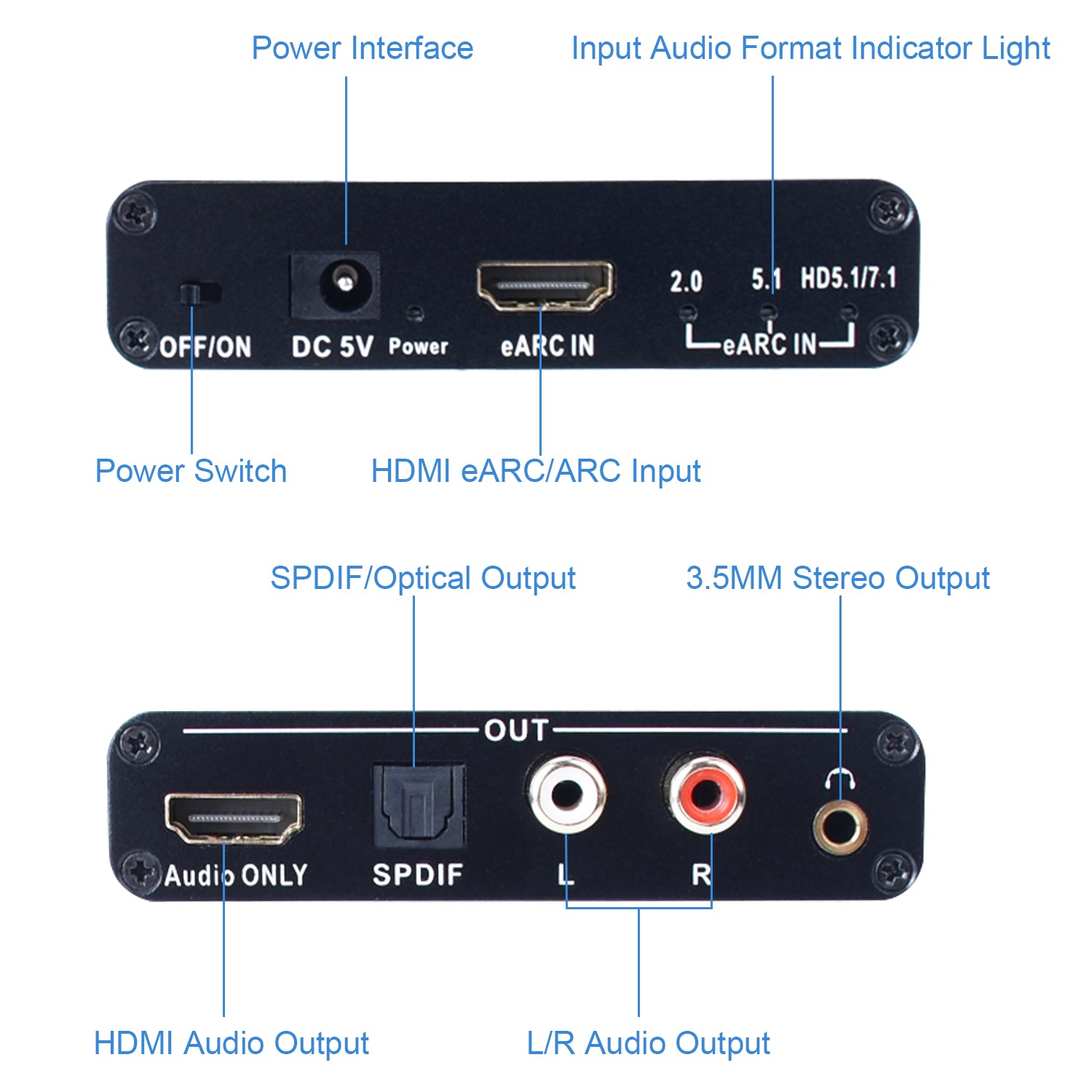 192KHz eARC/ARC Audio Converter, HDMI eARC/ARC Audio Extractor to