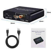 HDMI ARC Audio Extractor, Tendak 192KHz ARC Audio Extractor DAC Converter, Digital to Analog Audio Converter, Optical/SPDIF Coaxial HDMI ARC to Optical/SPDIF Coaxial Stereo L/R 3.5mm Jack for TV