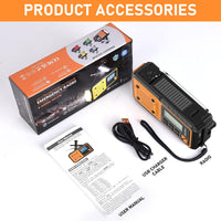 Tendak Crank Radio with Mobile Phone Charging Function, Emergency Radio FM AM SW with 4000 mAh Rechargeable / SOS Alarm / Torch & Reading Lamp, Solar Radio for Camping, Ourdoor