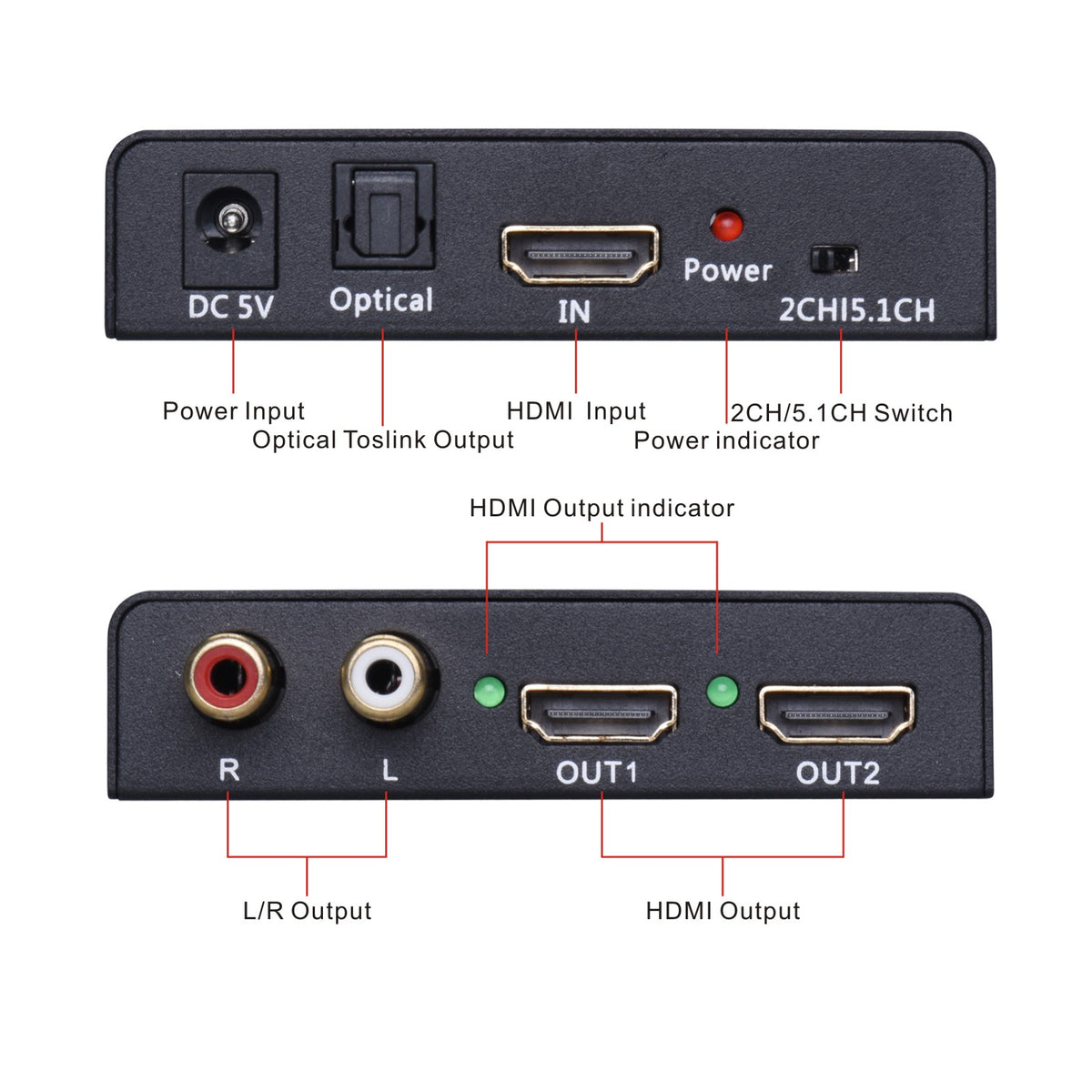 Ps4 Audio Input Tendak 1X2 4K HDMI Splitter With HDMI Audio