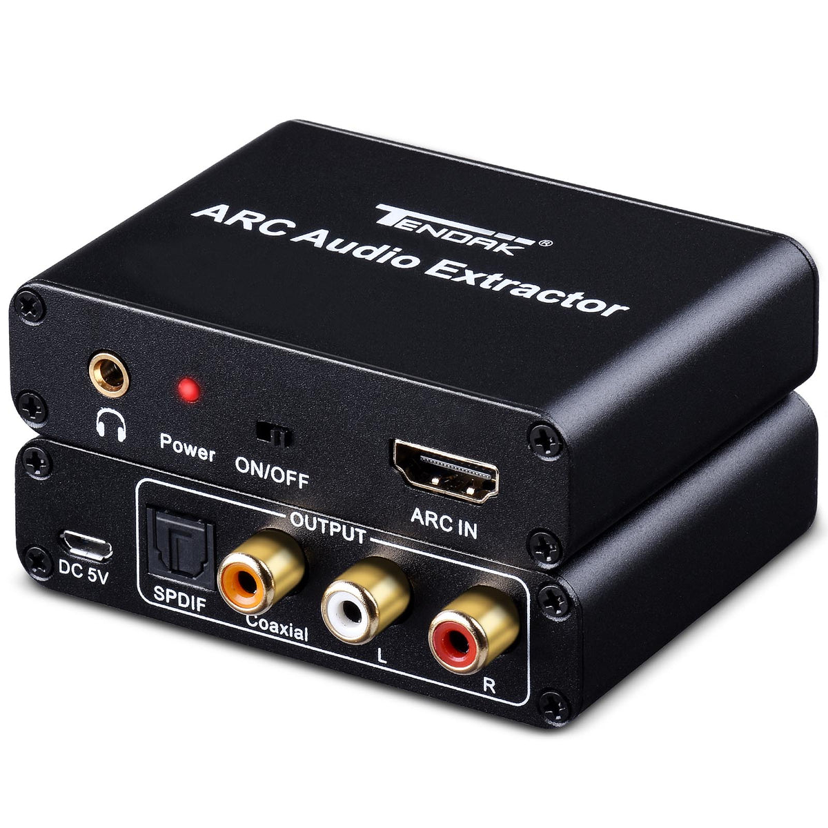 HDMI ARC Adapter, Tendak ARC Audio Extractor with Digital Optical TOSLINK SPDIF/Coaxial and Analog 3.5mm L/R Stereo Audio Converter for HDTV Soundbar Speaker Amplifier