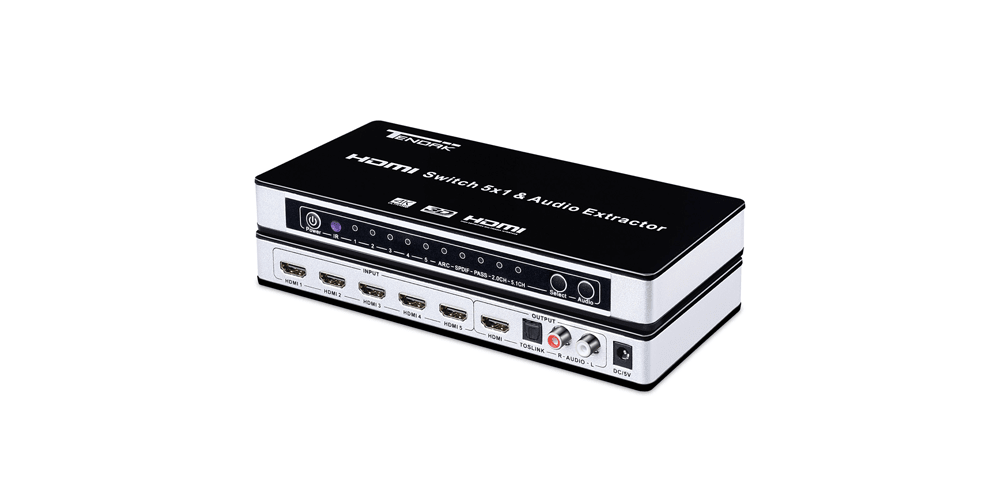 4K HDMI Switch 5X1 with Audio Extractor with Optical + 3.5mm | Tendak