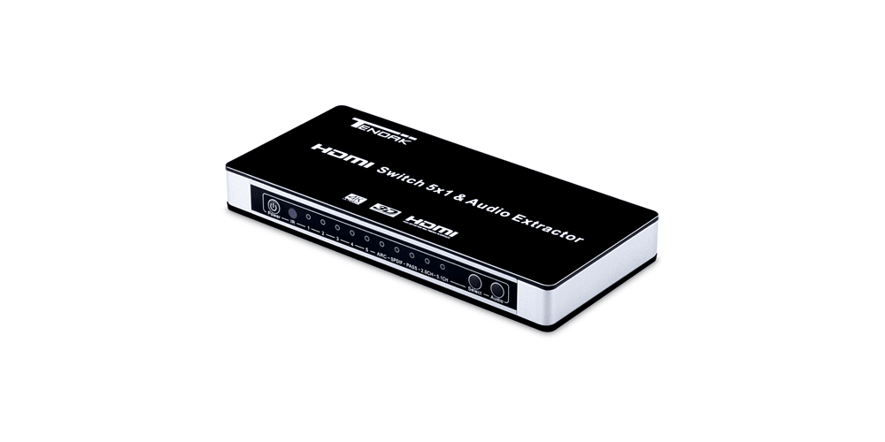 5 Ports HDMI Audio Extractor Switch Converter with Optical & L/R Audio Output | Tendak