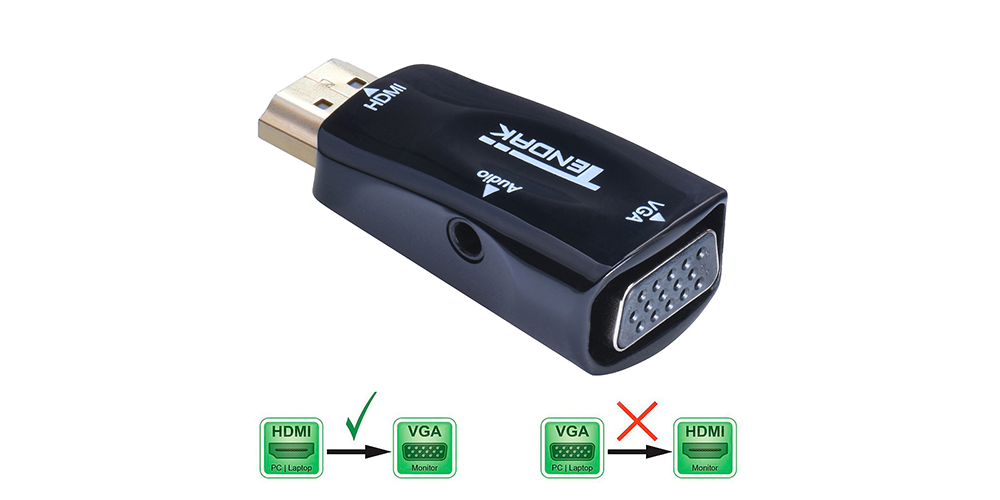 Gold-Plated HDMI to VGA Adapter (Male to Female) for Computer, Desktop, Laptop | Tendak