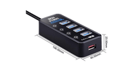 4-Port USB 3.0 Hub with Individual Power Switches | Tendak