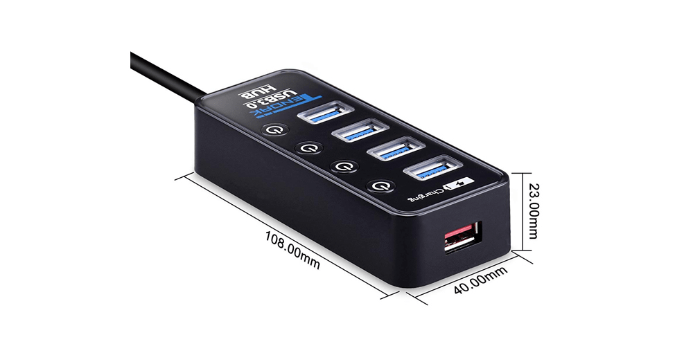4 Port USB Hub with 4 USB 3.0 Data Ports + 1 USB Smart Charging Port and  Power Adapter for Mac Laptop HDD Disk PS4 Xbox One …